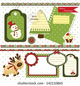 Set of Christmas scrapbook design elements