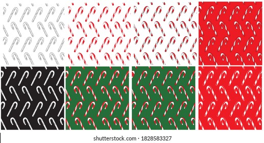 Set for Christmas seamless background of sweets with colored stripes. New Year's pattern.Vector illustration.