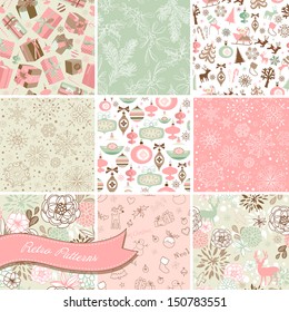 Set of Christmas Seamless backgrounds 