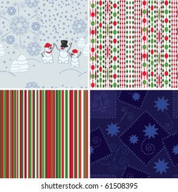 Set of Christmas seamless backgrounds