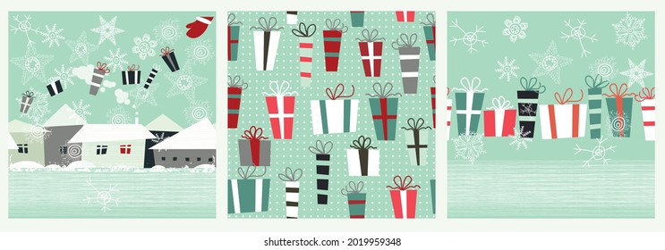 Set von Weihnachten nahtlose bunte Muster. Eine gute Wahl für die Verpackung von Papiermuster oder Grußkarten. Vektorgrafik für Feiertage