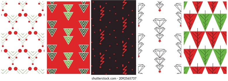 Set of Christmas seamless pattern