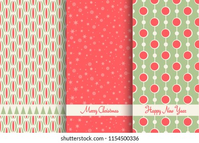 Set of Christmas seamless pattern for greeting cards, wrapping papers. Hand drawn Vector illustration.