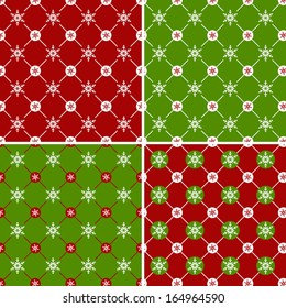 Set of christmas seamless pattern with snowflakes. Vector illustration.