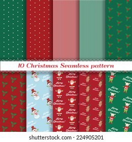 Set of Christmas seamless pattern. vector