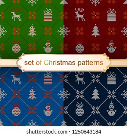 Set of Christmas seamless patterns