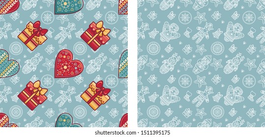 Set of Christmas seamless patterns