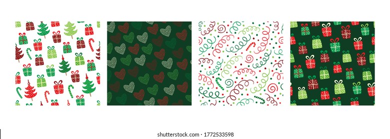 Set of Christmas seamless patterns