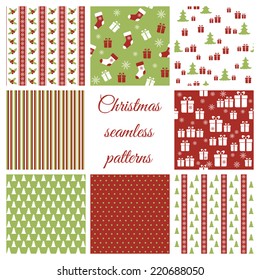 Set of christmas seamless patterns
