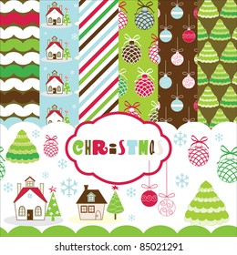 set of Christmas seamless patterns