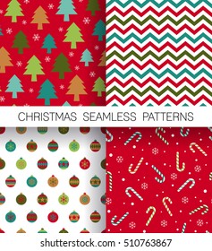 Set of christmas seamless patterns background