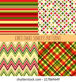 Set of christmas seamless patterns. Vector illustration