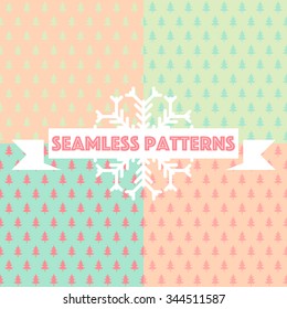 Set of Christmas Seamless Patterns. Vector Illustration