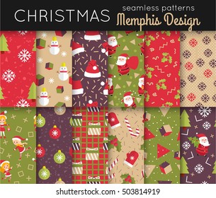 Set of christmas seamless patterns. Vector illustration eps 10 format.