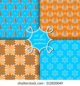 set of Christmas seamless vector illustration. Christmas symbols, patterns