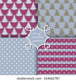 set of Christmas seamless vector illustration. Christmas symbols, patterns