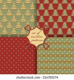 set of Christmas seamless vector illustration. Christmas symbols, patterns