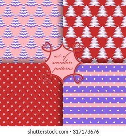 set of Christmas seamless vector illustration. Christmas symbols, patterns