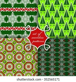 set of Christmas seamless vector illustration. Christmas symbols, patterns