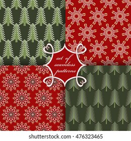 set of Christmas seamless vector illustration. Christmas symbols, patterns