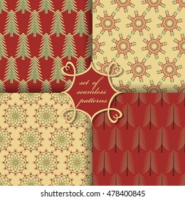 set of Christmas seamless vector illustration. Christmas symbols, patterns