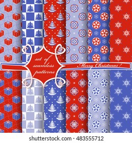set of Christmas seamless vector illustration. Christmas symbols,Christmas patterns