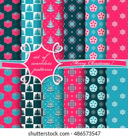set of Christmas seamless vector illustration. Christmas symbols,Christmas patterns