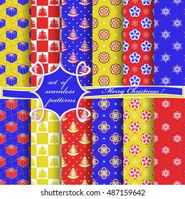 set of Christmas seamless vector illustration. Christmas symbols,Christmas patterns