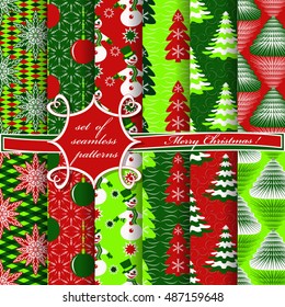 set of Christmas seamless vector illustration. Christmas symbols,Christmas patterns