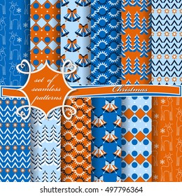 set of Christmas seamless vector illustration. Christmas symbols,Christmas patterns