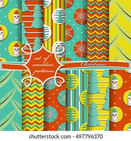 set of Christmas seamless vector illustration. Christmas symbols,Christmas patterns