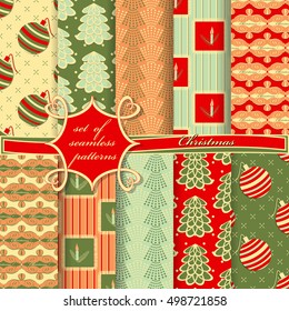 set of Christmas seamless vector illustration. Christmas symbols,Christmas patterns