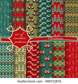 set of Christmas seamless vector illustration. Christmas symbols,Christmas patterns