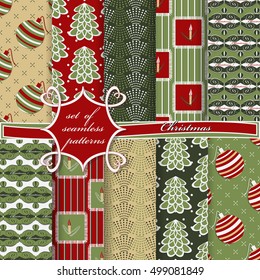 set of Christmas seamless vector illustration. Christmas symbols,Christmas patterns
