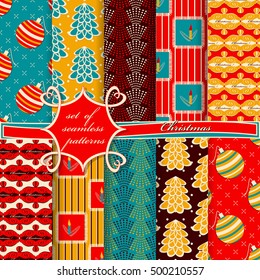 set of Christmas seamless vector illustration. Christmas symbols,Christmas patterns