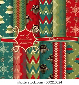 set of Christmas seamless vector illustration. Christmas symbols,Christmas patterns
