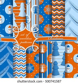 set of Christmas seamless vector illustration. Christmas symbols,Christmas patterns