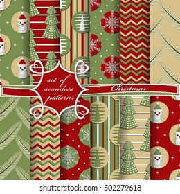 set of Christmas seamless vector illustration. Christmas symbols,Christmas patterns