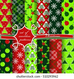 set of Christmas seamless vector illustration. Christmas symbols,Christmas patterns