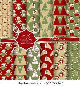 set of Christmas seamless vector illustration. Christmas symbols,Christmas patterns