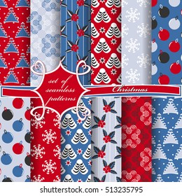 set of Christmas seamless vector illustration. Christmas symbols,Christmas patterns