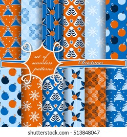 set of Christmas seamless vector illustration. Christmas symbols,Christmas patterns