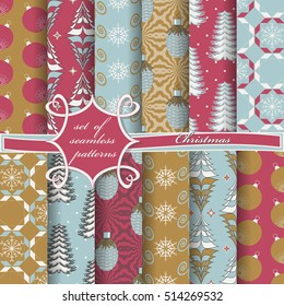 set of Christmas seamless vector illustration. Christmas symbols,Christmas patterns