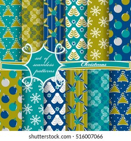 set of Christmas seamless vector illustration. Christmas symbols,Christmas patterns