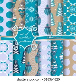 set of Christmas seamless vector illustration. Christmas symbols,Christmas patterns