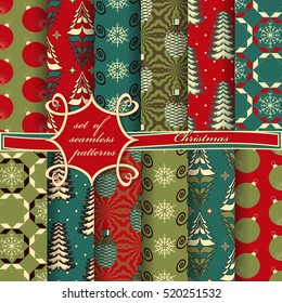 set of Christmas seamless vector illustration. Christmas symbols,Christmas patterns