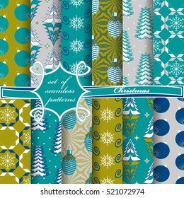 set of Christmas seamless vector illustration. Christmas symbols,Christmas patterns