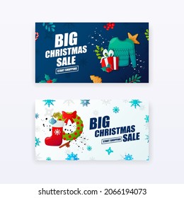 Set of Christmas seasonal sale ad banners. 