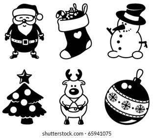 Set of Christmas silhouettes icons
