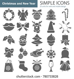 Set of Christmas simple icons for web and mobile design